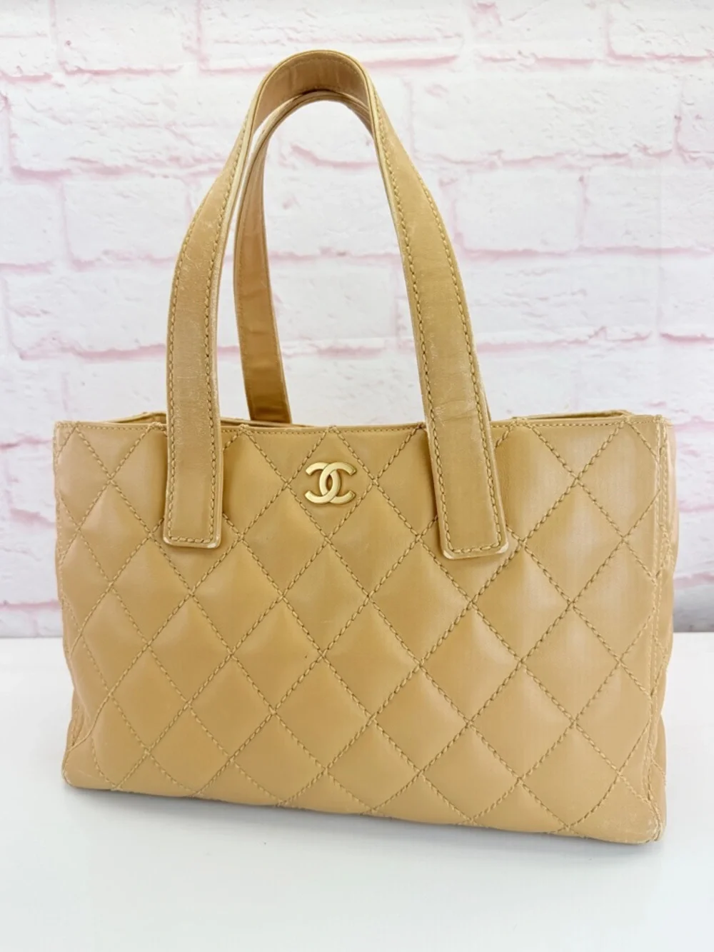CHANEL Quilted Wild Stitch Tan Calfskin Leather Tote - Picture 2 of 16